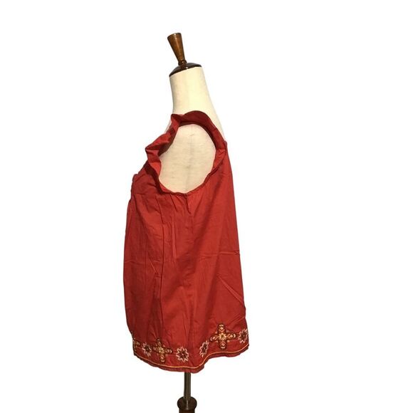Tommy Hilfiger Red Boho Embroidered Cotton Top Medium - Picture 4 of 8